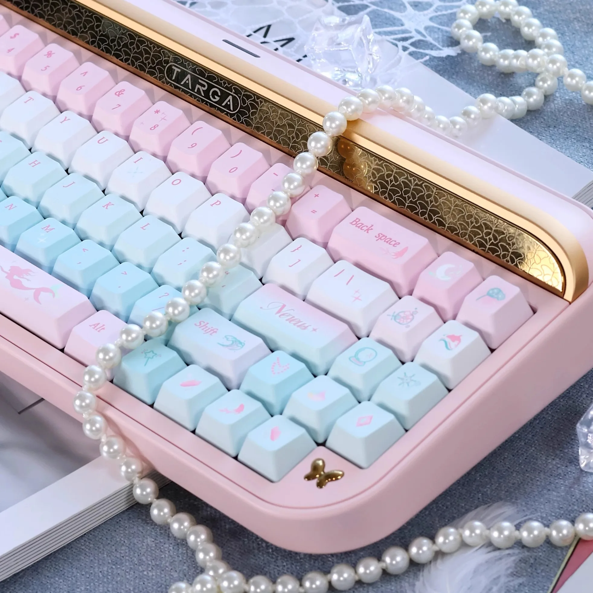 

Mermaid Streamer Keycap Fc Pbt Summer Powder Blue Keycap 143 Key 2.25U/2.75U Alice Layout Keycap