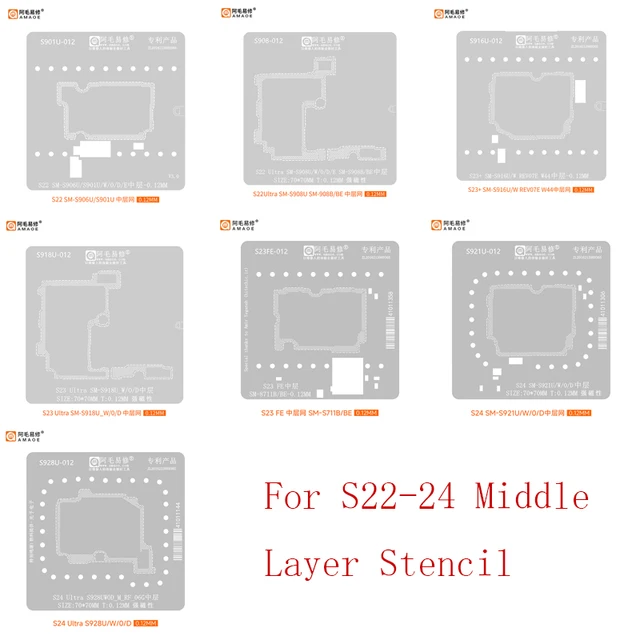 Amaoe Middler Layer BGA Stencil Reballing dla Samsung S22 S906U S901U S908U/S23 Plus FE S711 S916U S918U/S24 Ultra S921U S928U