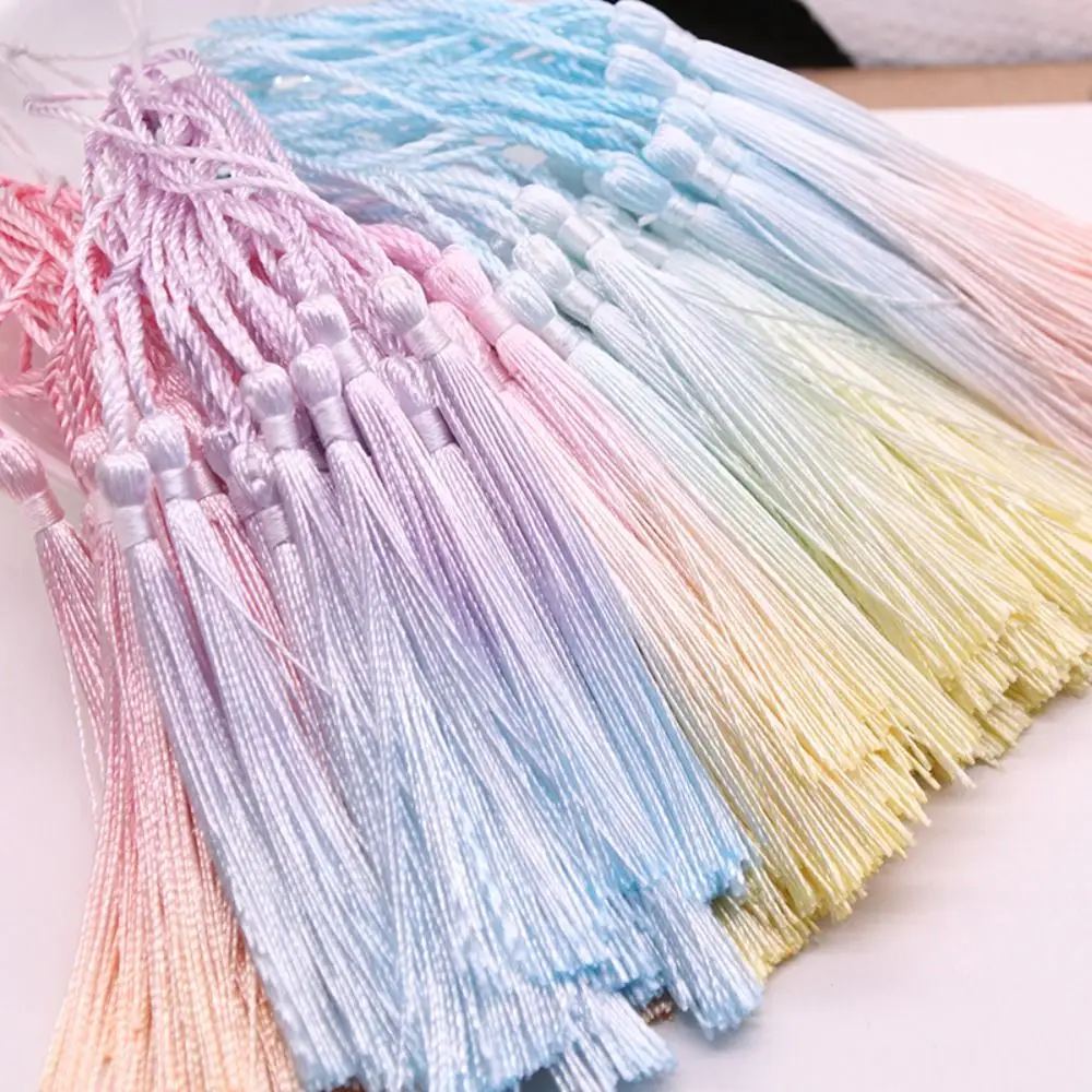 10pcs Handmade Gradient Tassels Bookmark DIY Crafts Colorful Macrame Clothing Pendant Headwear Hanging Rope Fringe DIY Jewelry