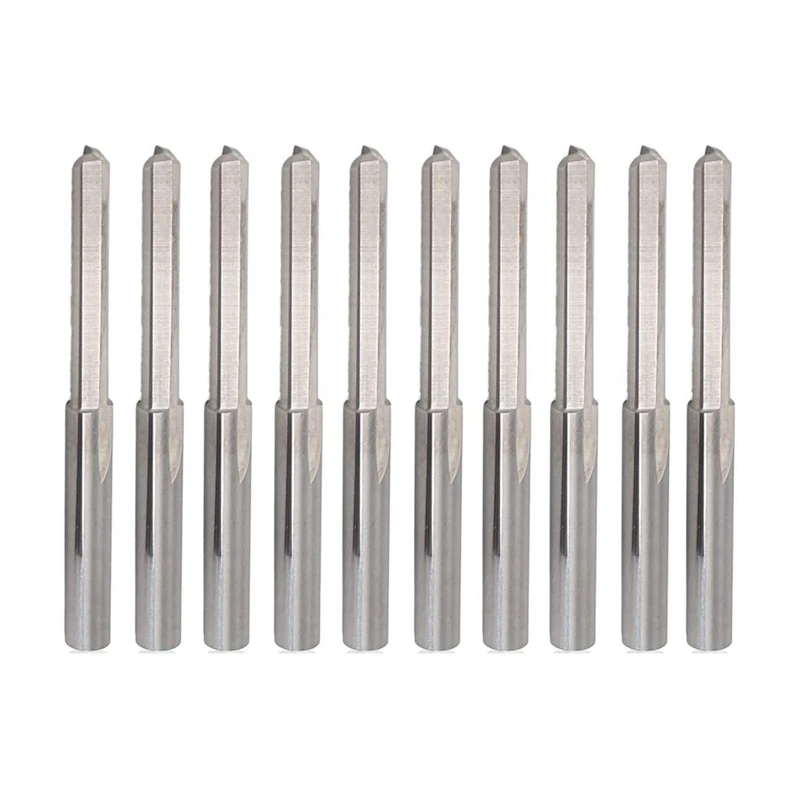 10PCS 3.175mm Shank Double Edged Tungsten Steel Milling Cutter, 2 Flutes CNC Cutting Tool