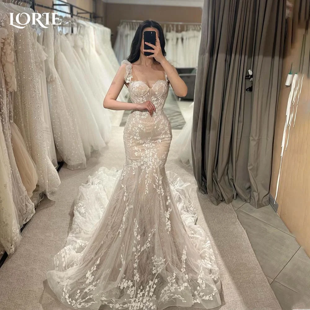 LORIE Boho Mermaid Wedding Dresses Sweetheart Lace Appliques Backless A-line Bride Gowns Bride Party Dresses vestidos de novia