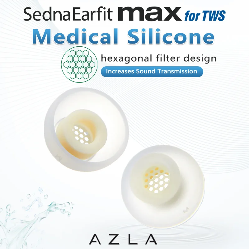 AZLA MAX TWS AZLA MAX Pontas de ouvido TWS com filtro de poeira Pontas de ouvido com Waxguard AZLA MAX para TWS Pontas de fones de ouvido de silicone