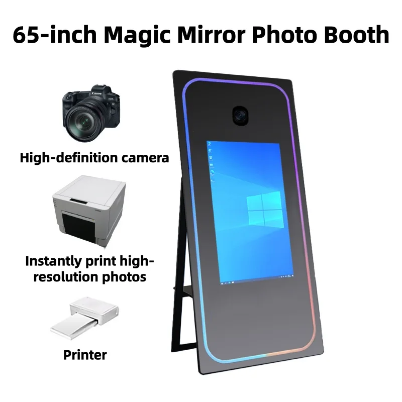 Intelligent Magic Mirror Integrated LED Magic Mirror Selfie Pavilion WithTouchscreen Interactive Photo Mirror Surface Customized