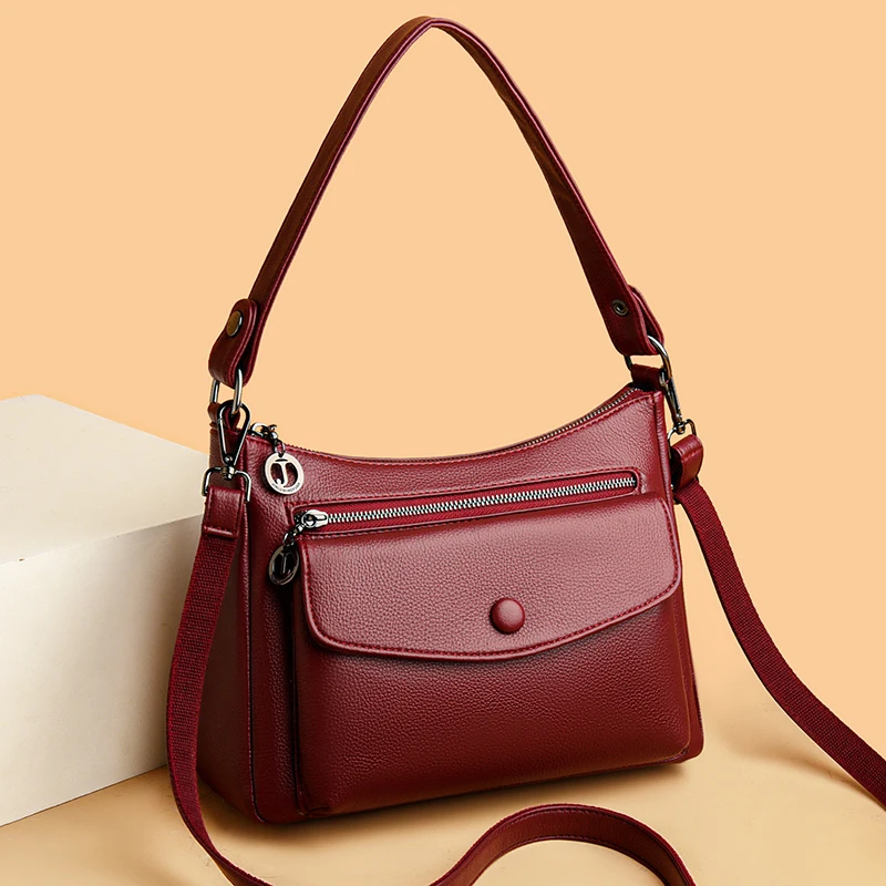 حقيبة يد نسائية جديدة على الموضة بتصميم ريترو كرافت على الطراز الكلاسيكي حقيبة كتف ذات سعة كبيرة بلون سادة حقائب ساع جلدية فاخرة