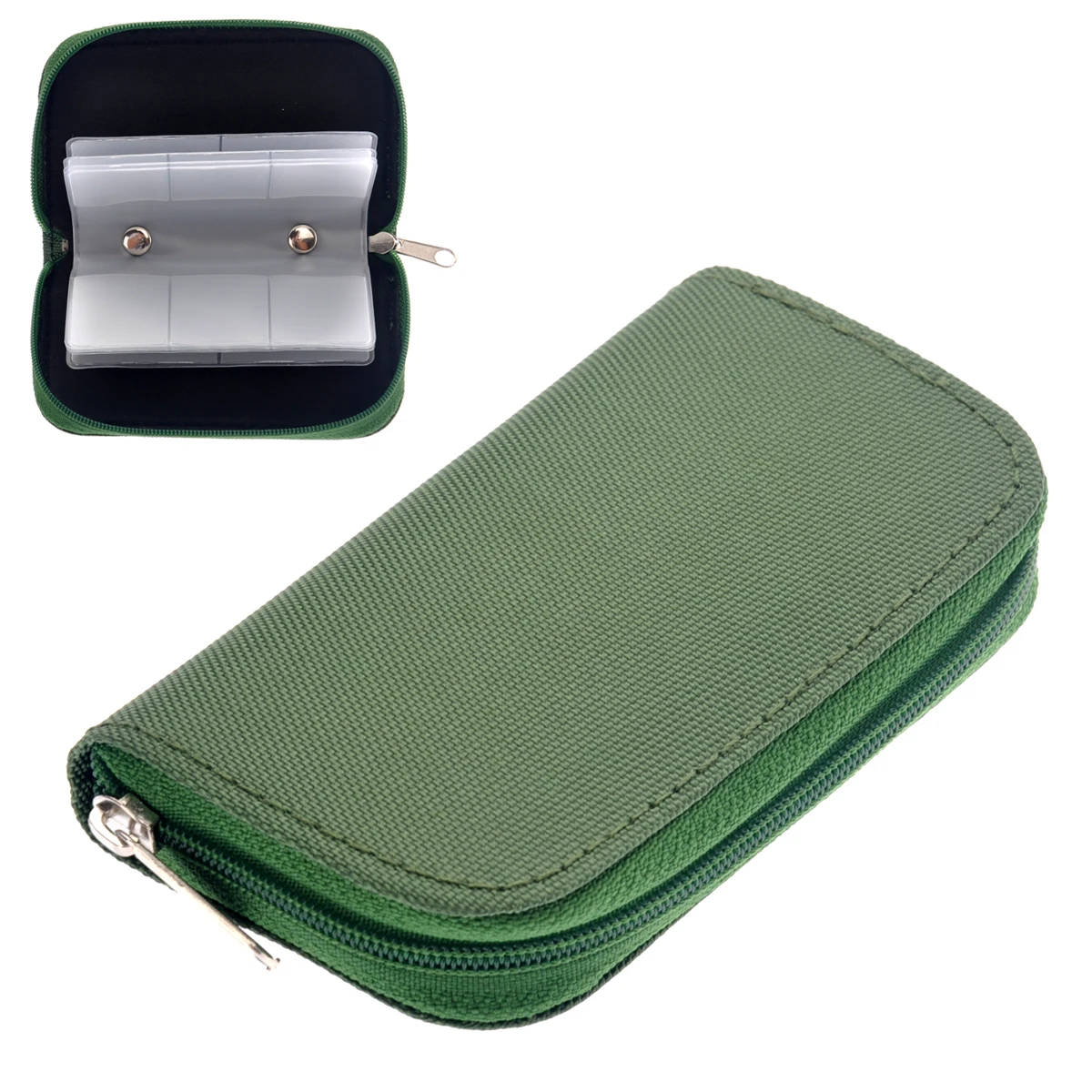 

22 Slots Holder Case For Micro Cf Cards Zippered Portable Protector 11X6.5X2Cm Durable Nylon Pvc