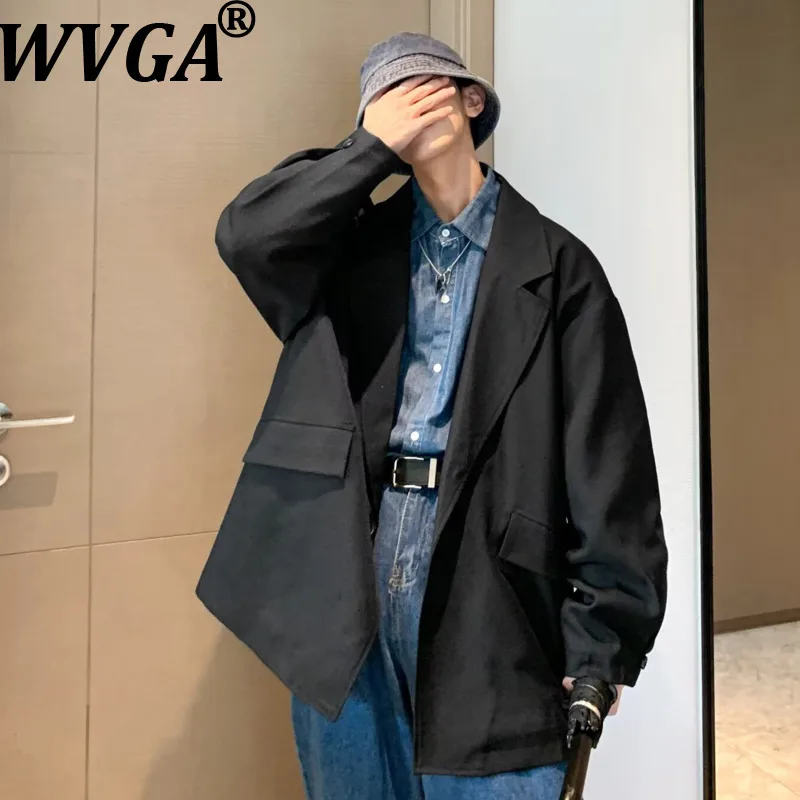 

WVGA Spring Autumn New Men Tide Artistic Vintage Trendy Turn-Down Collar Blazer Niche Chic Casual Long Sleeve Jackets Ins W19854
