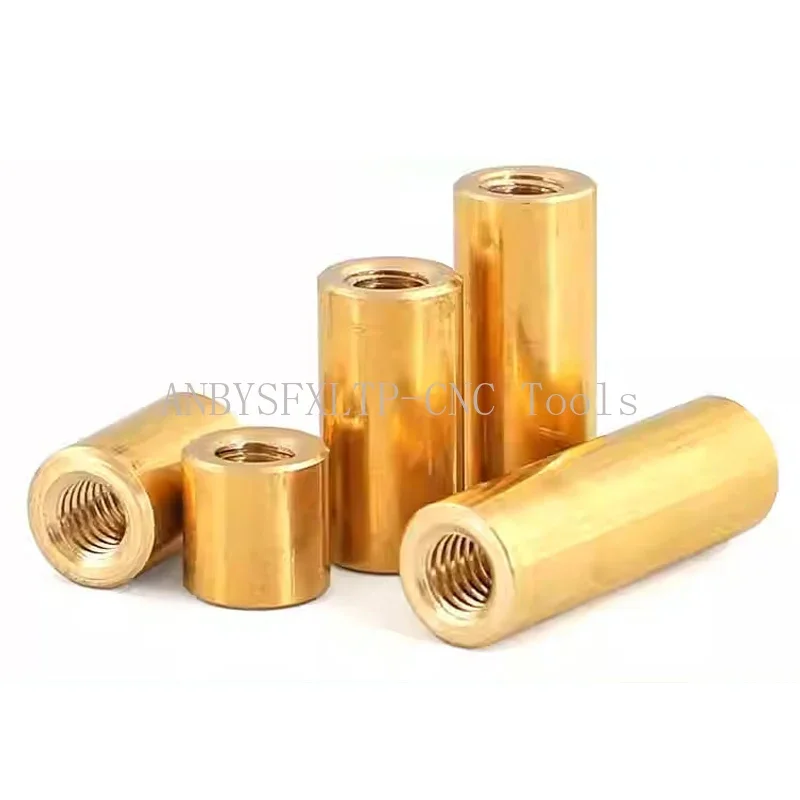 H62 Brass Round Standoff Spacer Column Through-Wire Hole Through-Tooth Copper Round Joint Nut DIY Model Parts M4 M5 M6