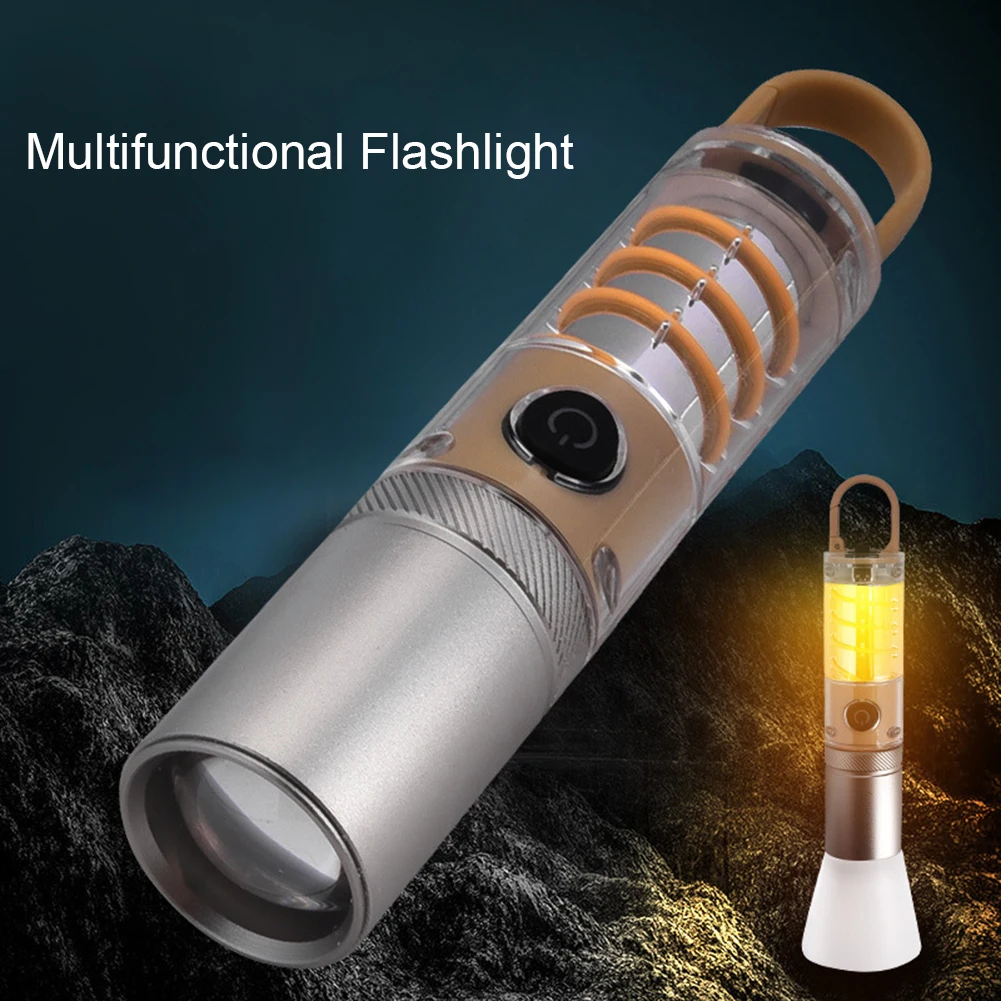 Rechargeable Flashlights 600LM Camping Lamp 5 Modes Zoomable Type C Waterproof Bright LED Torch For Outdoor