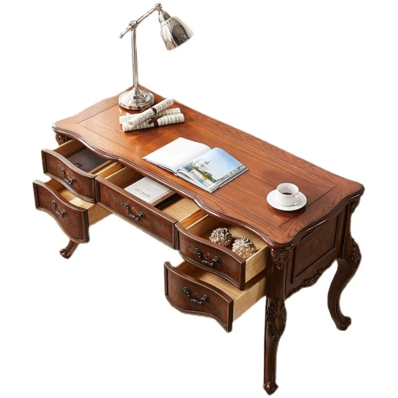 

Rural four-door bookcase free combination bookshelf retro desk colorful European solid wood office computer desk