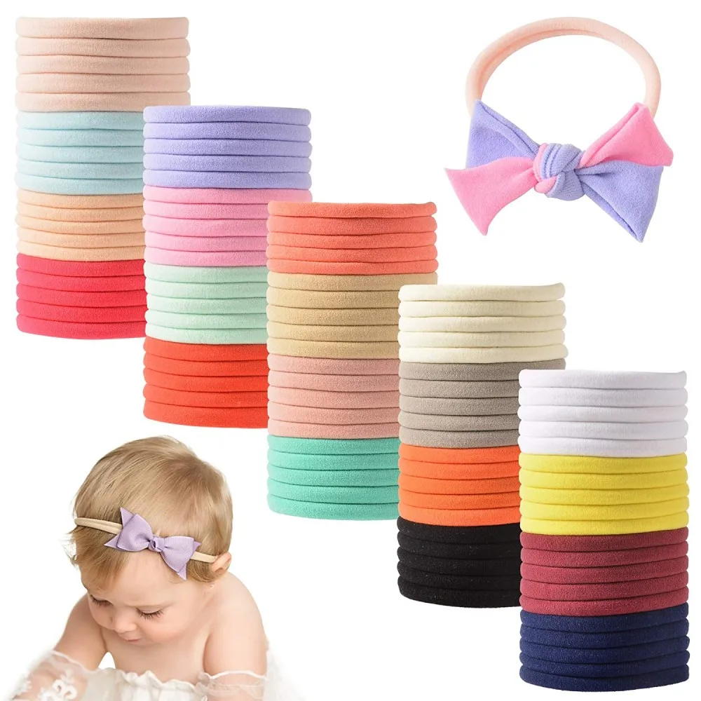 10Pcs/lot Nylon Headband for Baby Girl DIY Hair Accessories BowKnot Elastic Head Band Kids Children Fashion Headwear Baby Turban