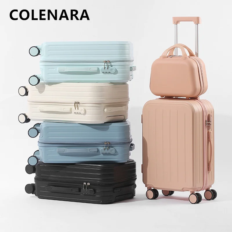 COLENARA High Quality Suitcase Student Trolley Case 20 Inches Boarding Suitcase Set Cart Type Travel Bag with Wheels Luggage