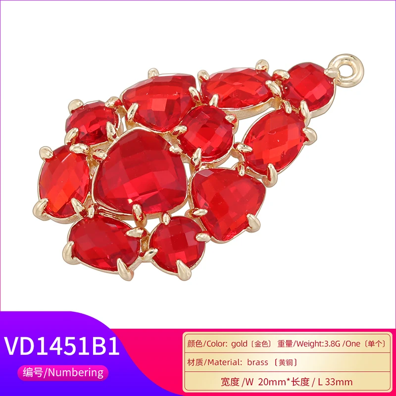 ZHUKOU Petal shaped Pendant Cubic Zirconia Spliced Petal shaped Pendant Women\'s Pendant Jewelry Gift Wholesale VD1451