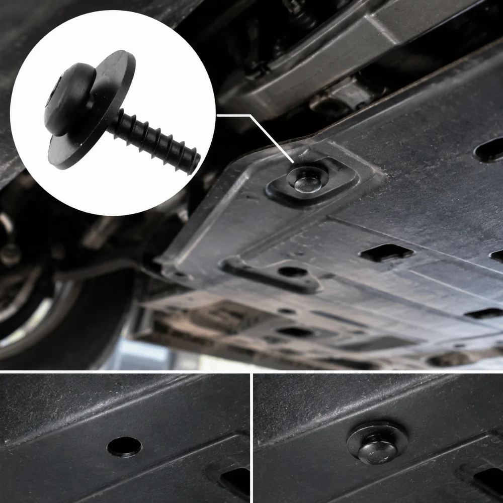 100pcs Durable Material Car Underbody Engine Cover Panels Screws Sturdy Material Rust Resistance Screws with Grommet Clips
