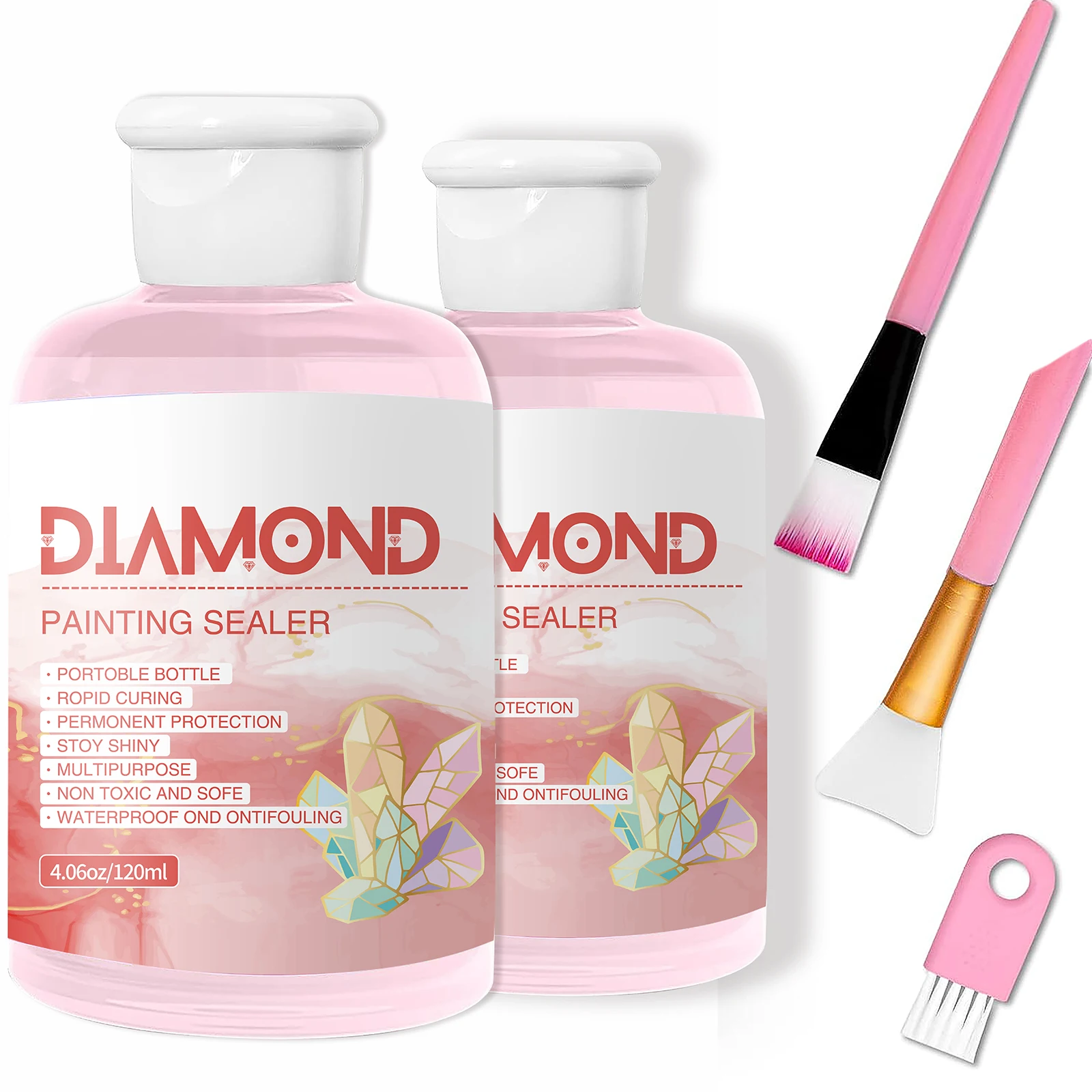 120ML  Diamond Painting Sealer Glue Kits with Brushe Puzzle Glue Diamond Painting Accessories and Tools for Adults