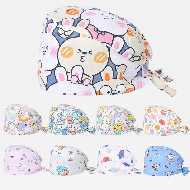 Unisex Surgical Women's Caps Medical Scrub Caps Nursing Hats Cotton Breathable Doctor Pediatric Veterinary Healthcare Hats M880