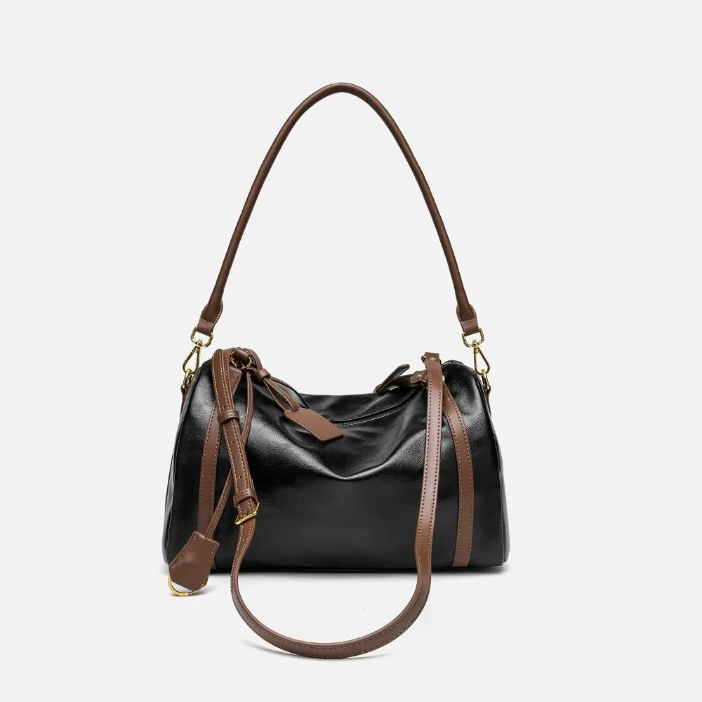 

​​2025 Autumn Winter Womens Suede Velvet Frosted Boston Pillow Bag Large Capacity Commuter Handheld Shoulder Crossbody Bag​​