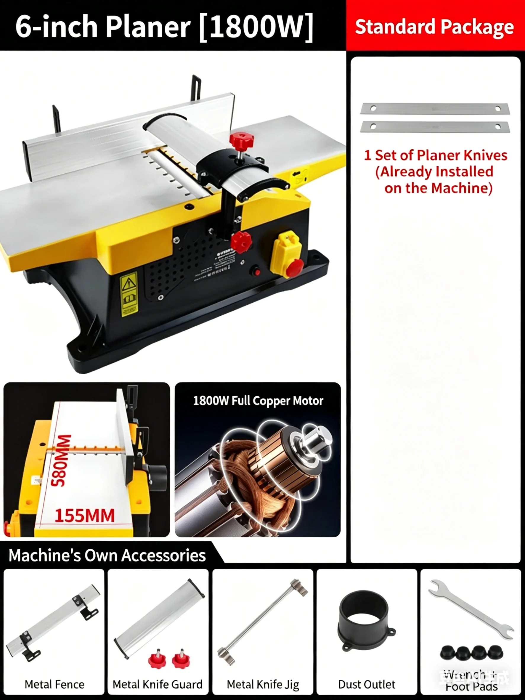 6 inçlik ağaç işleme planyası - Woodworking Thicknesser incelemesi ve fiyatı