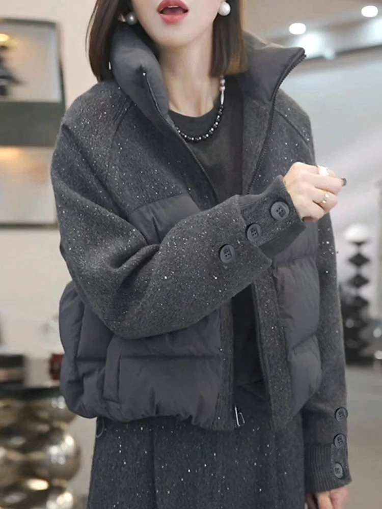 

Faionable Korean Sle Women's Cotton Jaet Stand Collar Warm Casual ort Outerwear Winter High End Sensation Street Sle