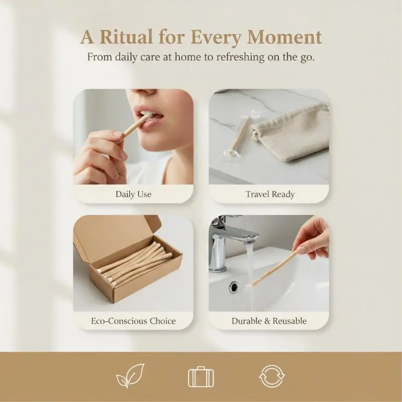 Natural Manual Miswak Toothbrush 4 Pack Traditional Arak Teeth Whitening Portable for Travel Home