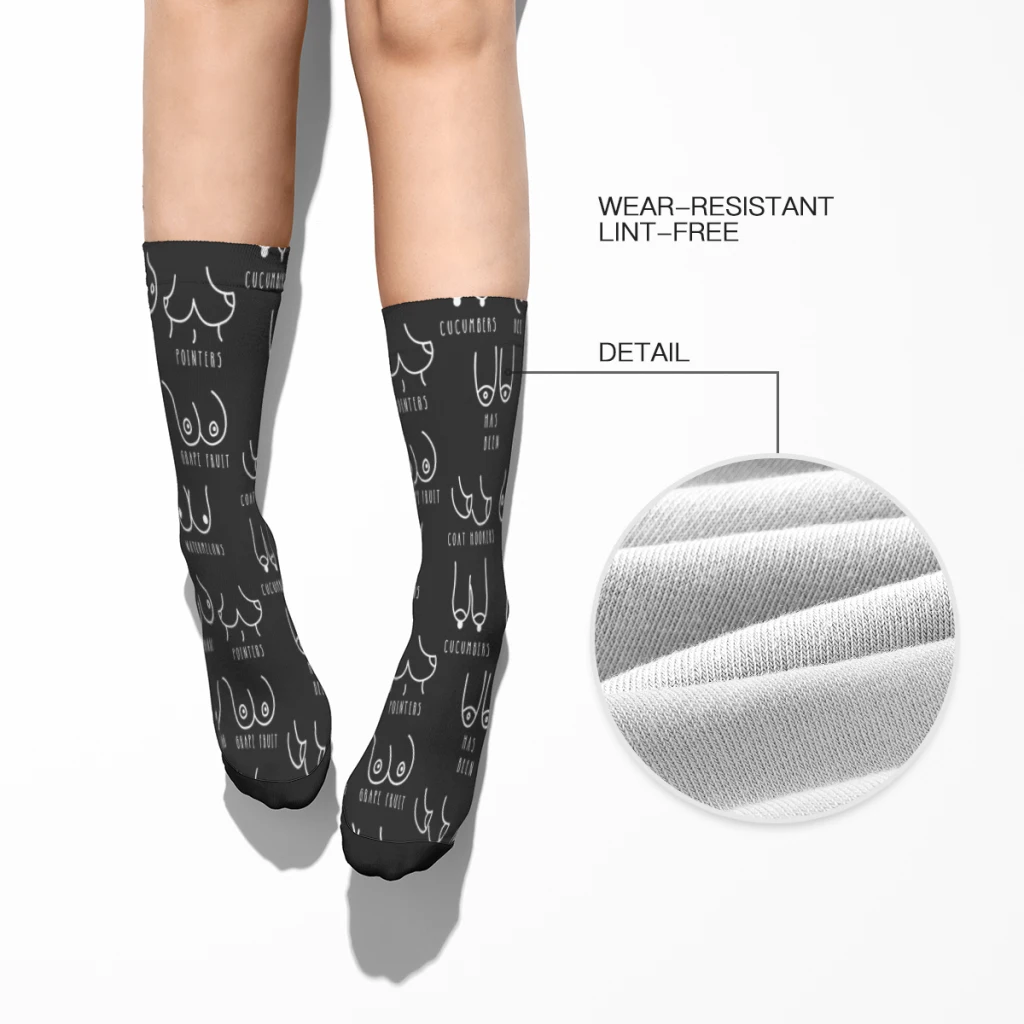 Breast Pattern BOOBS Straight Socks Male Mens Women Winter Stockings Polyester Polyester