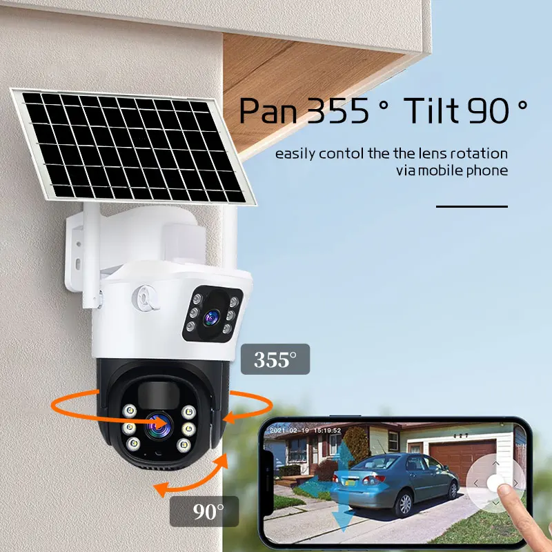 v380 Pro 10X enlarged closed-circuit television WIFI camera,5MP solar closed-circuit television wireless outdoor 360 pan