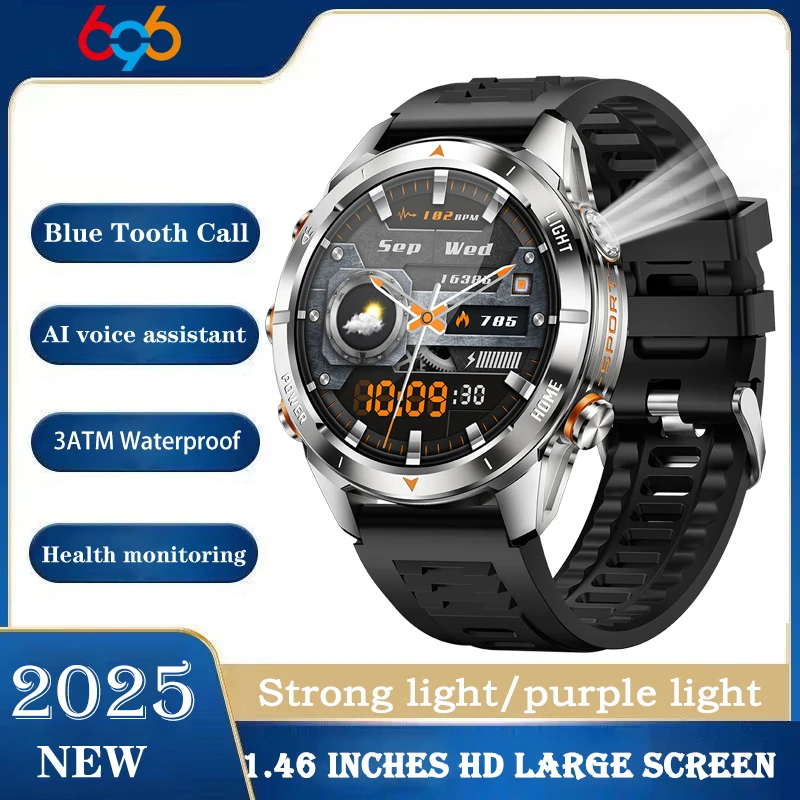 

Спорт на открытом воздухе, водонепроницаемые умные часы, сильный свет, фонарик, пульс, здоровье, фитнес, музыка, голосовой помощник, BT Call, умные часы