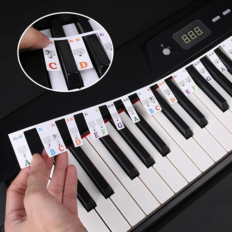 61 Keys 88 Keys Removable Piano for KEY Labels Piano Keyboard Stickers Piano Rake Notes Marker Overlay for Piano Fingering