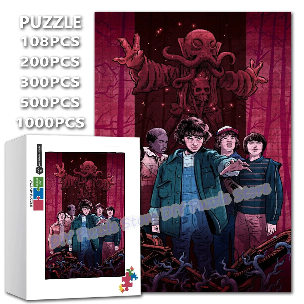 

Stranger Things Puzzle Jigsaw Horror Tv Show 108/200/300/500/1000/1500Pcs Intelligence Puzzles for Kids Creative Puzzles Gifts