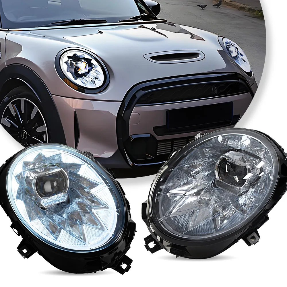 Vland 14-22 Mini Cooper (F55 F56 F57) LED Dual Beam Projector Headlights Chrome Style Headlamp Assembly Plug and Play Upgrade