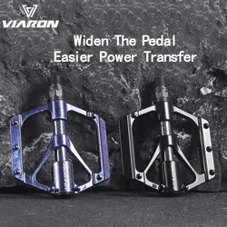 VIARON Bicycle Pedals Carbon Fiber Texture Double Bearings Pedal MTB 14 Nail Anti-slip Bicycle Aluminum Pedal Bike Accessories