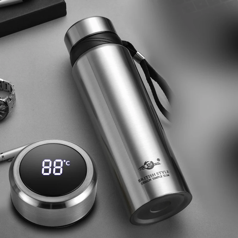 

600ml-1200ml 304 Stainless Steel Thermal Vacuum Flask Led Temperature Display Large Capacity Insulated Thermos Tea Water Bottle