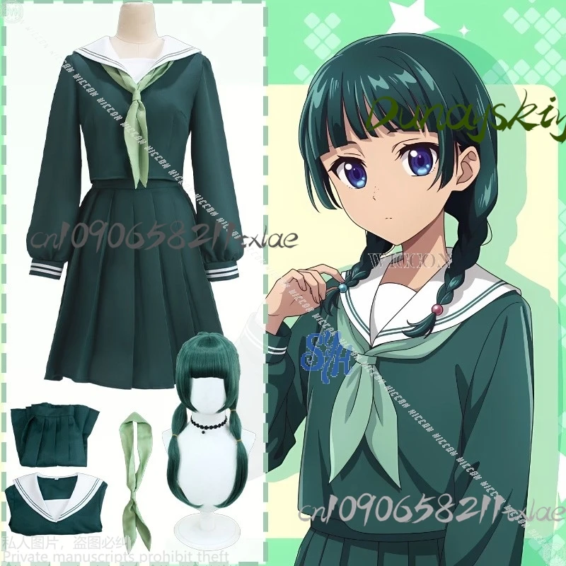 

The Apothecary Anime Maomao Cosplay Maomao Costume JK Japanese School Uniform Dark Green Dress Kawaii Lolita Halloween Party Cos