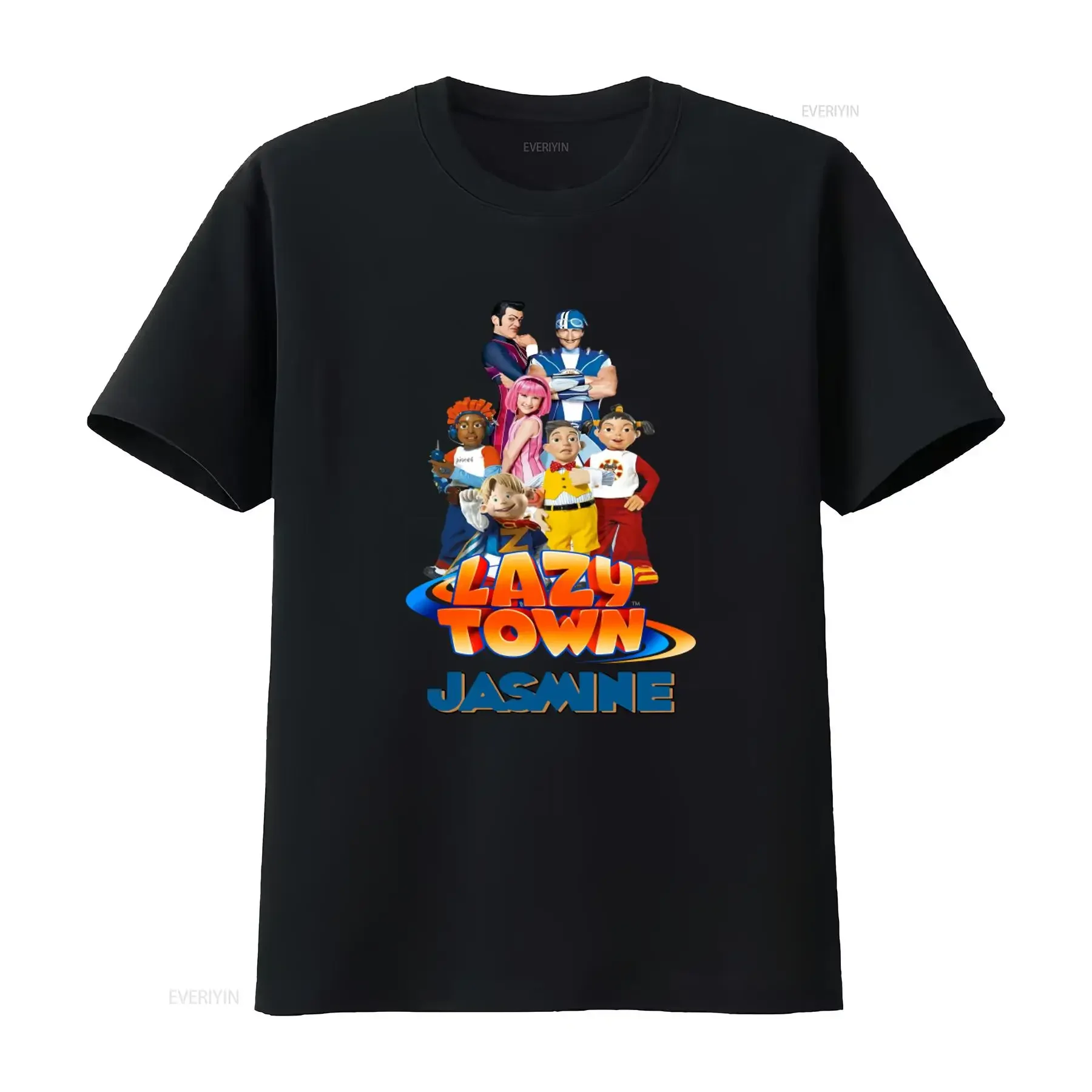 Camiseta con Estampado de Personajes de la Serie Animada Lazy Town para Niños y Adultos, Diseño Divertido y Colorido del Popular Programa de TV, Estilo Vintage Lavado y Suave