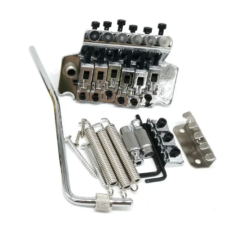 NALFI-Electric Guitar Double Locking Vibrato System, 6-String Base, R2 42/R3 43Mm Nut, Chrome Plated Silver