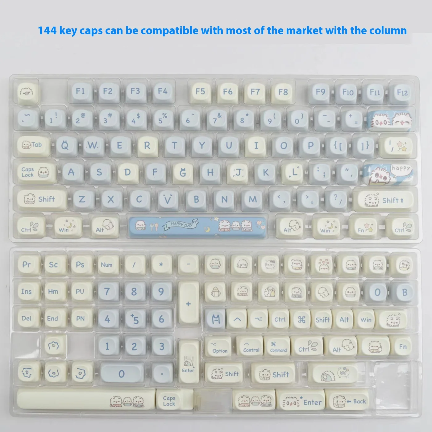Neue Eisbär Tasten kappen blau niedlichen Cartoon Moa hoch Sublimation 75 98 Tasten Rüschen Satz von mechanischen Tastatur kappen Geschenk