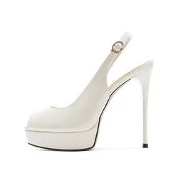 Fish-mouth high-heeled sandals for women, 2025 summer new style, thin heel, waterproof platform, non-sore-feet, single shoe.