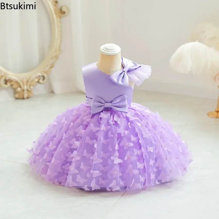 Toddler Baby Sequin Party Dresses Baptism Wedding 1 Year Birthday Bow Princess Dress for Baby Girl Tulle Bridemaid Gown Vestidos