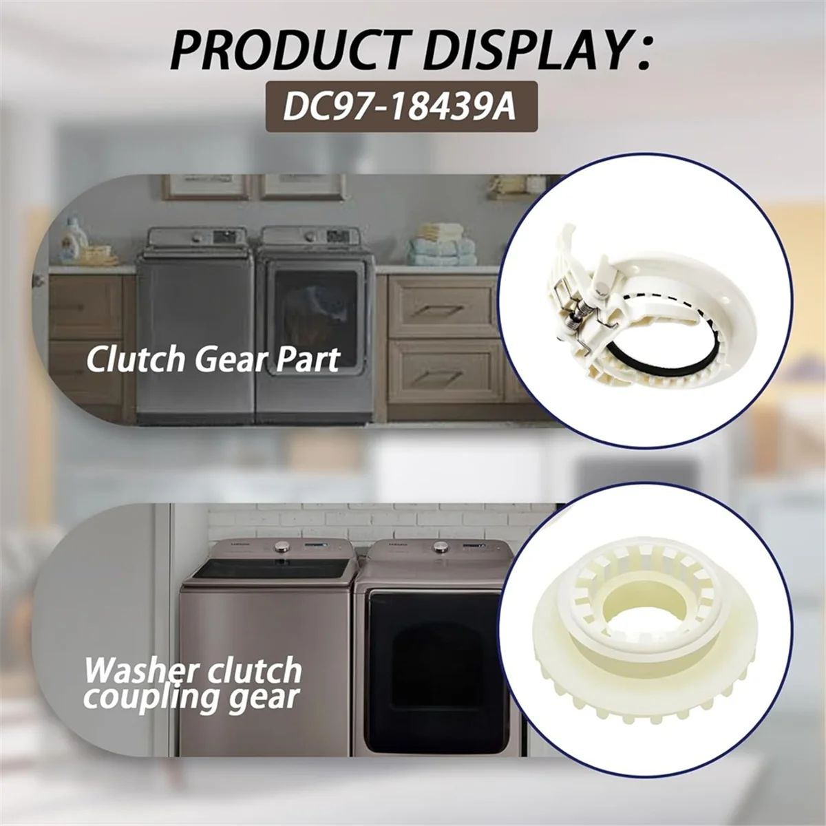 BISMZ Washer Clutch Gear Coupling Replace DC97-18439A for Samsung Clutch Gear Part WA54M8750AV/A4 WA54M8750AW/A4