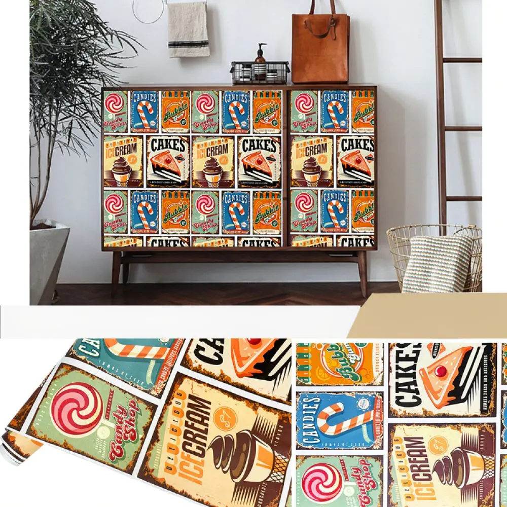 DIY Self Adhesive Wallpaper PVC Decorative Film Waterproof Sticker For Furniture Cabinet Desktop Bedroom Renovation