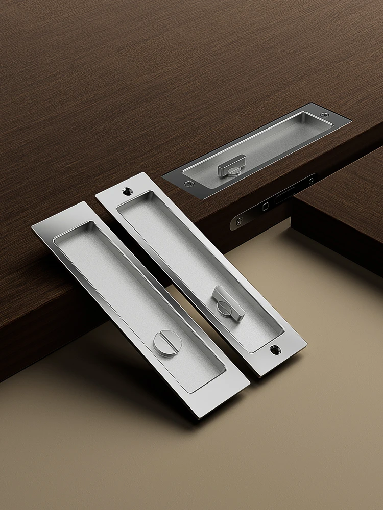 Dooroom Brass Sliding Door Handle Door Lock Set Kitchen Bathroom Wood Door Modern Inlaid Super Thin Shiny PVD Gold Matt Black