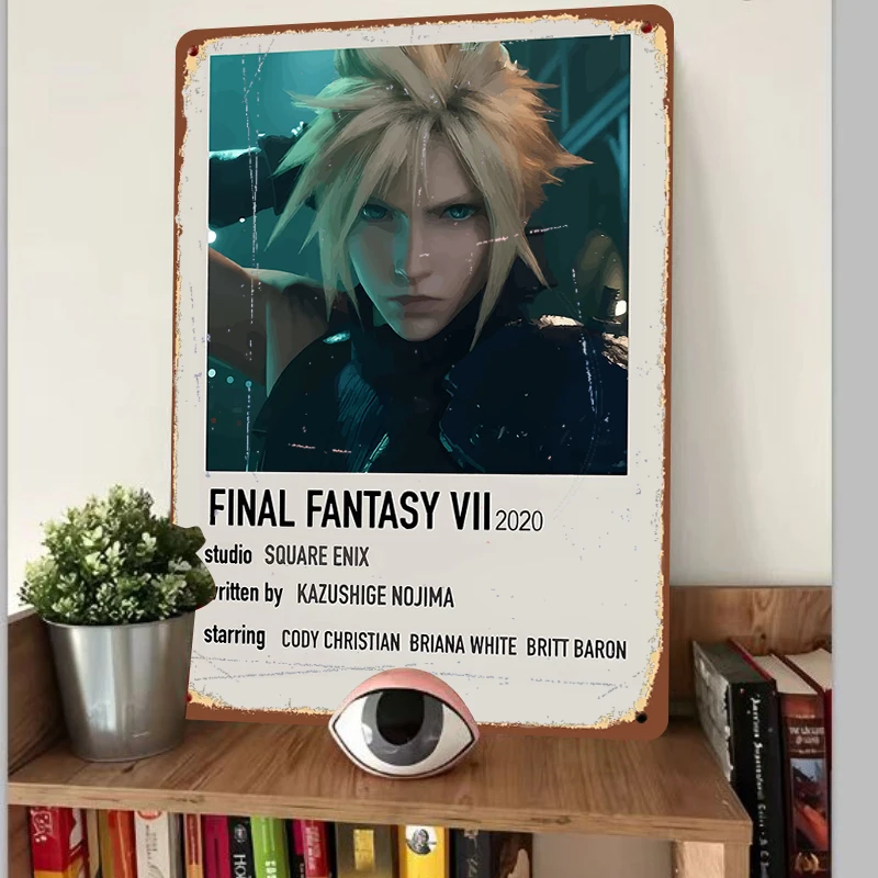 Final Fantasy VII 2020 Cloud Strife Portrait Metal Wall Art Decor Square Enix Game Poster