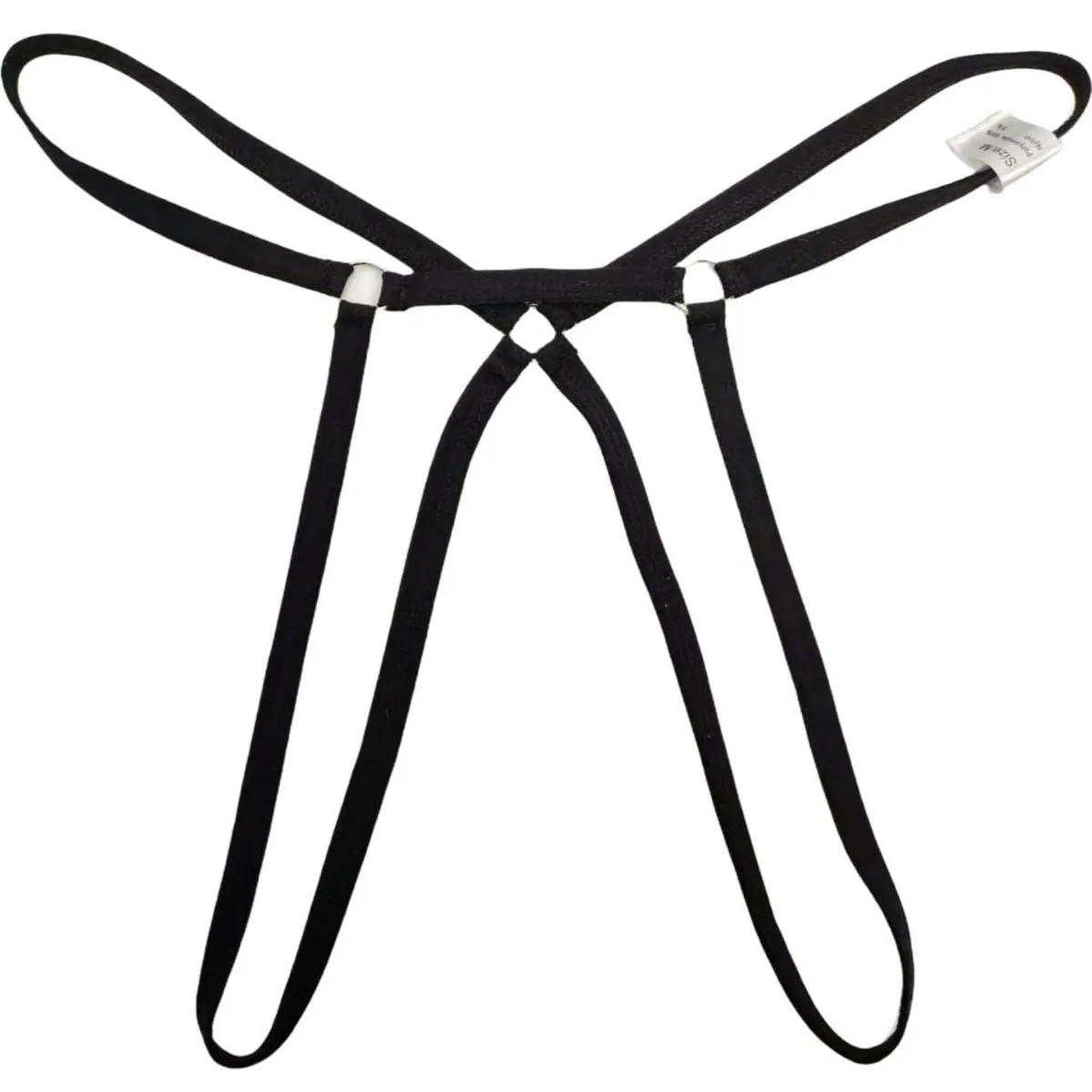 Men's Metal O-ring Bandage T-back Thong Low Rise Thin Rope Strap Easy Open Access Full Butt Exposure Erotic G-string Underwear