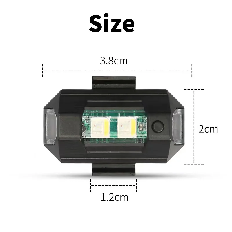 USB 7 Color LED Strobe Warning Light, Anti-Collision Flashing Signal Lamp for Drone Motorcycle Bicycle Aircraft Night Flight