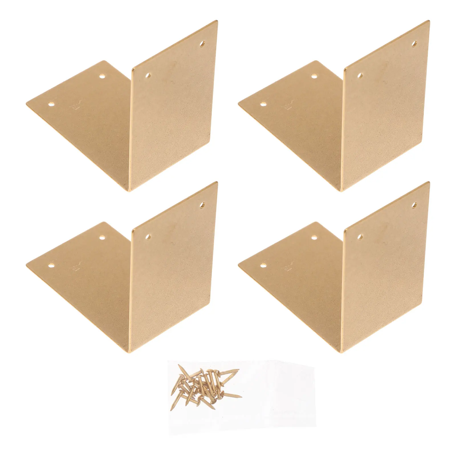 

4 Pcs Copper Corner Guards Durable Furniture Joint Connectors Right Angle Design Office Desk Accessories Box Fasteners