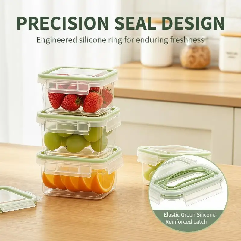 Microwave Safe Sealed Storage Box with Lid Rectangular Plastic Crisper for Kitchen Refrigerator Leftover Storage