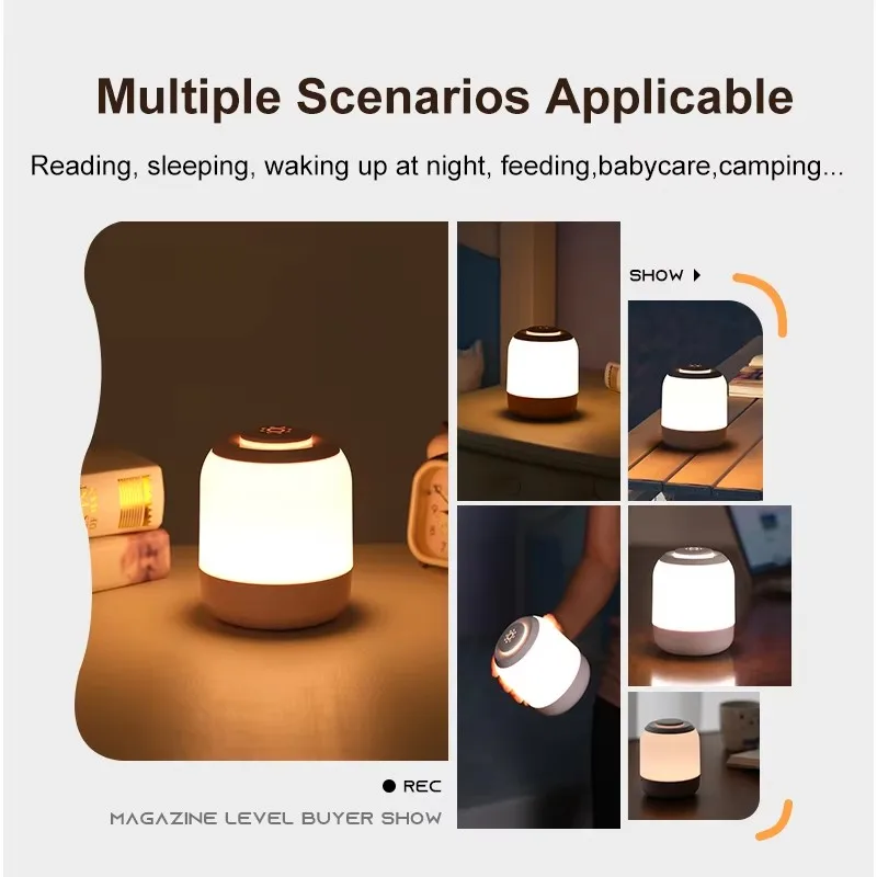 LED Table Lamp Touch Sensor Night Light 3 Colors Adjustable USB Rechargeable Portable Bedside Desk Lamp For Kid Baby Gift Lights