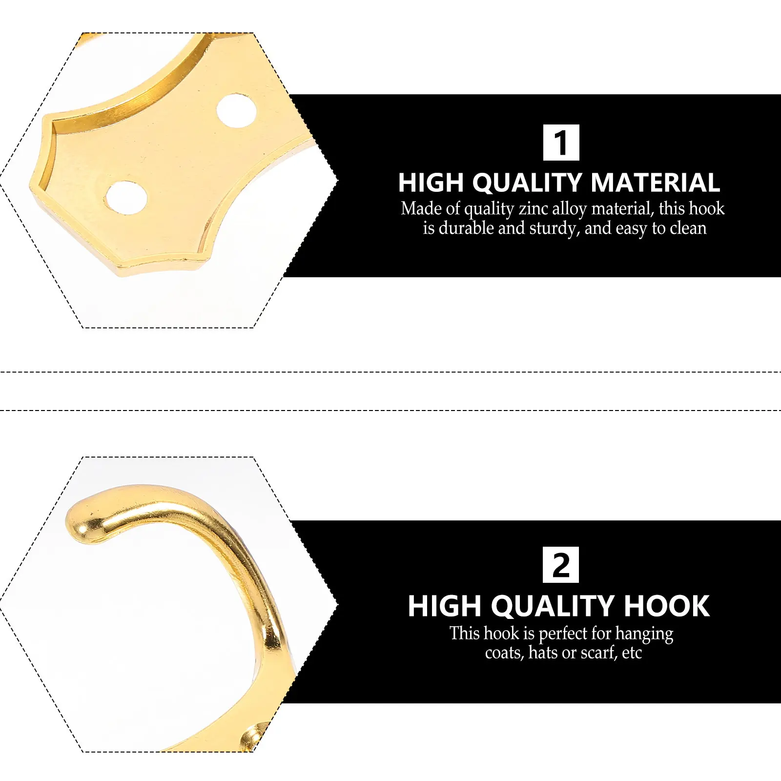 4Pcs Elegant Simple Design Zinc Alloy Wall Storage Hanger Dual-Hook Clothes Organizer for Bedroom Hallway Kitchen Bathroom Use