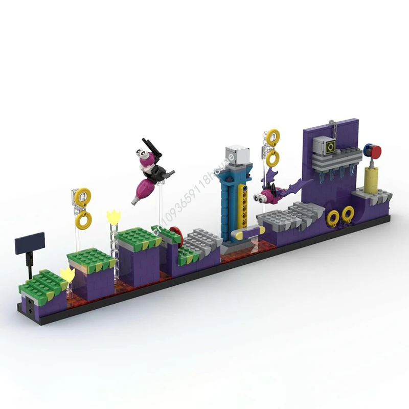 874pcs MOC Sonices The Hedgehog Marble Zone Building Blocks Christmas Unique Birthday Surprise For Children And Teens Gift