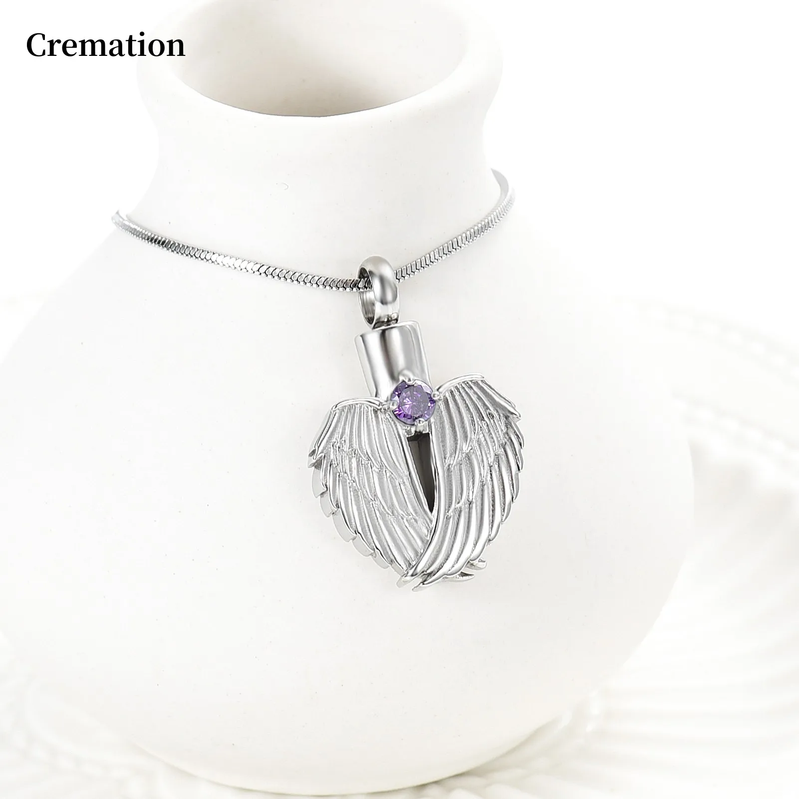 

Romantic Luxury Gift For Woman Heart Wings Pendant Keepsake Openable Necklace Fine Jewelry With Chain Funnel Box Free Engrave