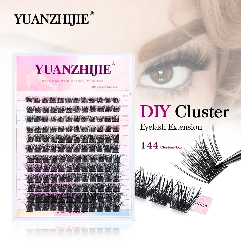 

YUANZHIJIE 30D+40D Mix 3D Fluffy Single Cluster Eyelashes 0.07mm C D Curl Matte Dark Black Reusable DIY Segment Lashes Bundles